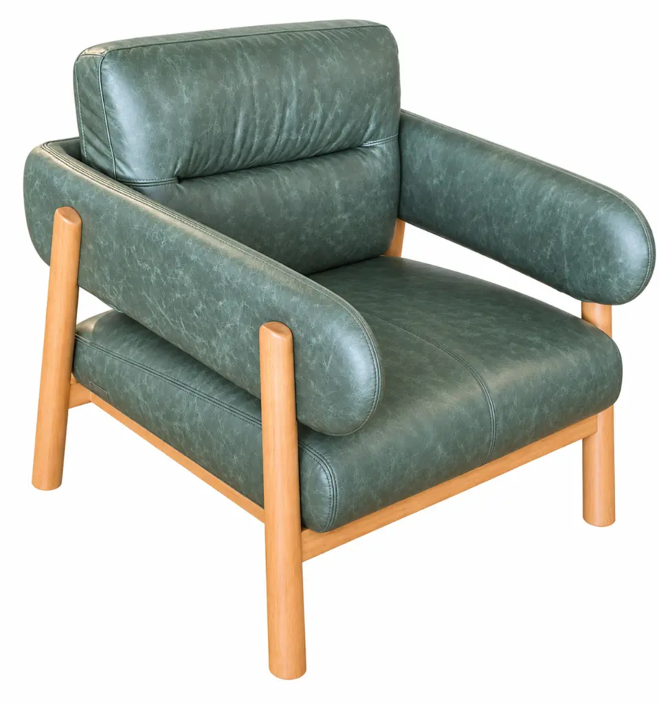 Teal Leather Mid-Century Lounge Chair.webp