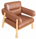 Caramel Leather Scandinavian Armchair.webp