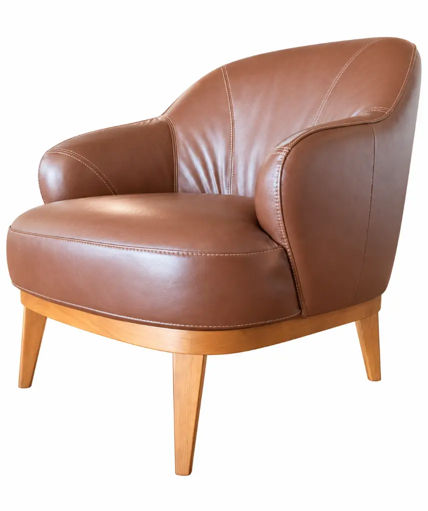 Brown Leather Mid-Century Armchair (1).webp
