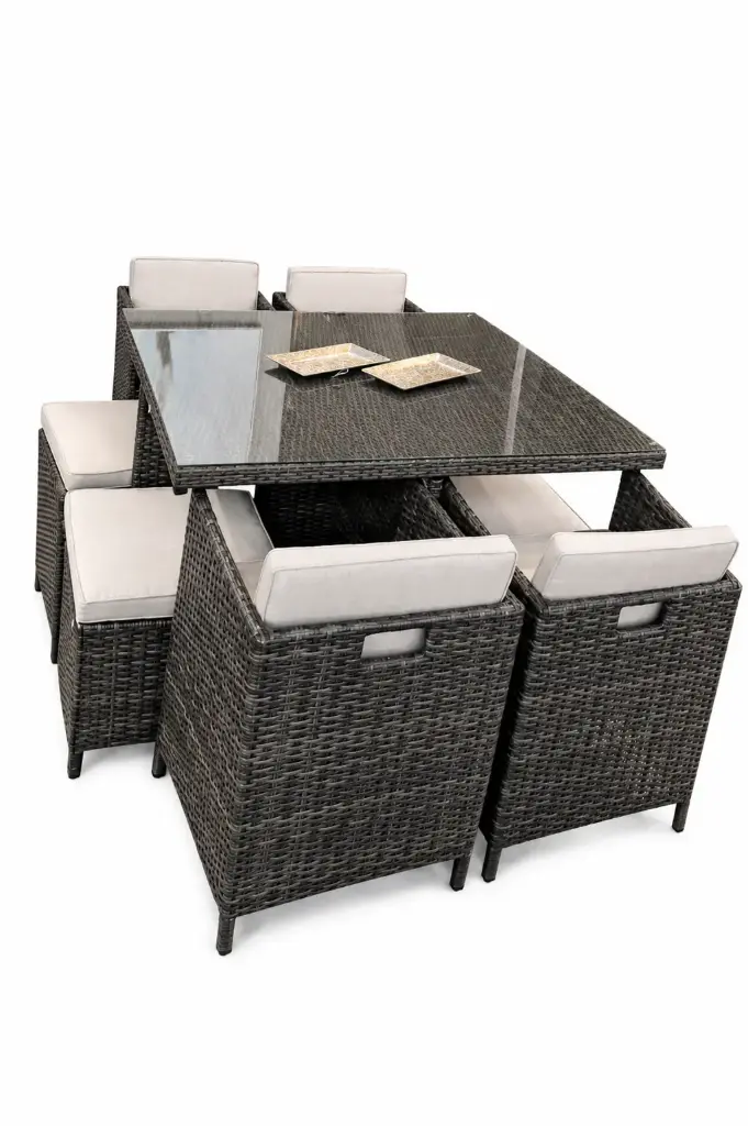 SET COMEDOR UBUD CUADRADO FIBRA CAFE MIXTO (PTY)