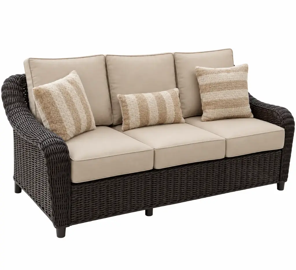 SOFA TRIPLE SEAPORT FIBRA CAFÉ COJIN BEIGE