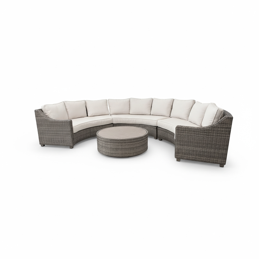 SET MEDIA LUNA SOFA Y MESA CENTRO CAFE MIXTO