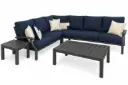 SOFA EN L MESA DE CENTRO MESA LATERAL AZUL COJINES AZUL  HAI16C067ALS-D