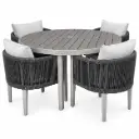 SET COMEDOR MESA MAUI REDONDA 4 SILLAS CON BRAZOS HAI23C176A-W