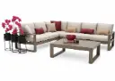 SOFA EN L MESA CENTRO ESTRUCTURA BLANCA COJINES GRIS HAI16C048ADLSKD