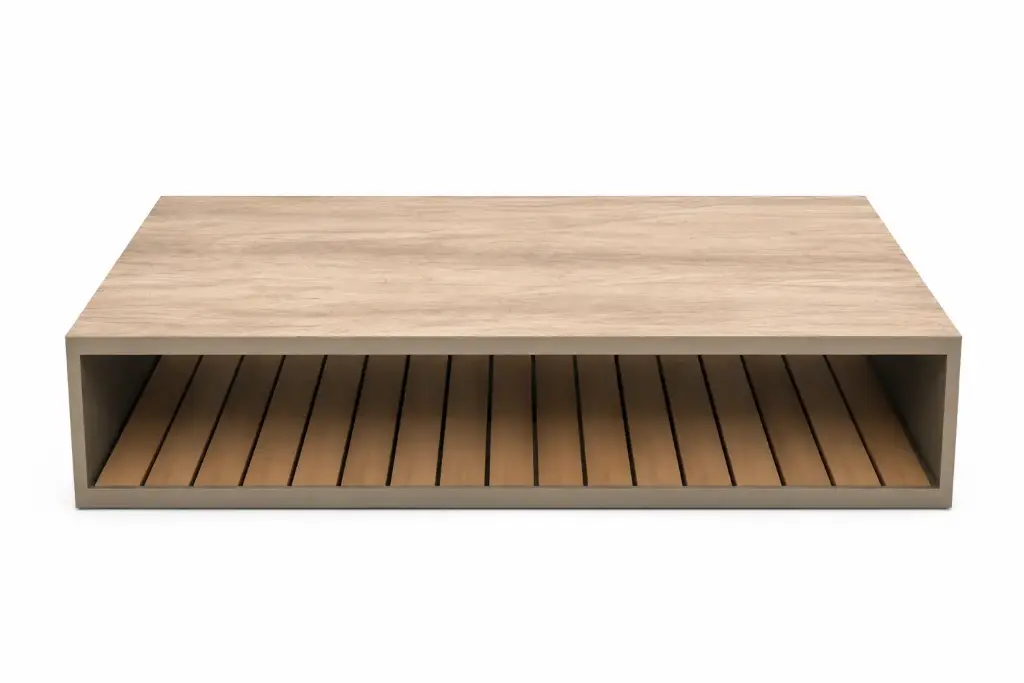MESA CENTRO MONTANA BLANCA SOBRE TECA 150X80X35 CM J5AT5880N23HPL