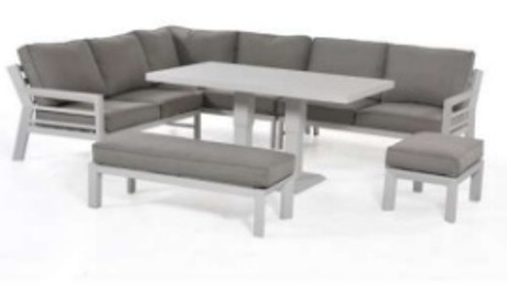 SET SOFA EN L DIONE 1 MESA ALTA 1 OTTOMANO 1 BANCA BLANCO HAI18C060A-LS-D-KD