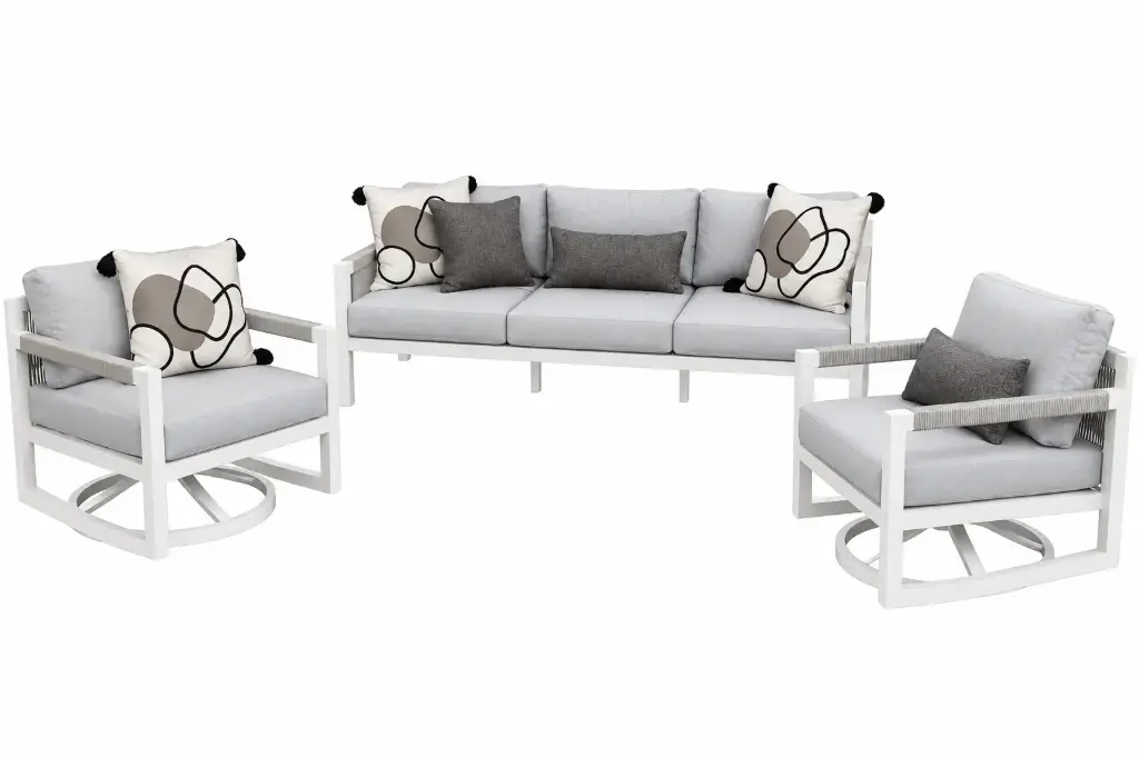 SET SOFA TRIPLE DOHA 2 SOFA GIRATORIOS GRIS CLARO HAI23C237A-3D-1-B