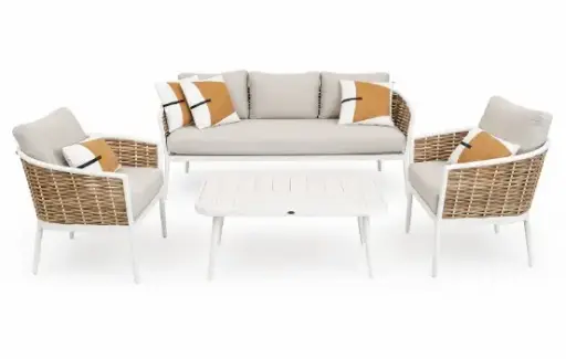 SET DALLAS SOFA TRIPLE 2 SOFAS INDIVIDUALES MESA CENTRO BLANCO HAI21C001A-W-CLB
