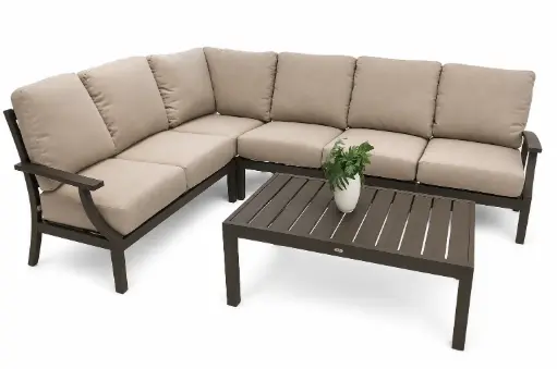 SOFA EN L MESA DE CENTRO Y MESA LATERAL  GRIS COJINES BEIGE HAI16C067ALS-D