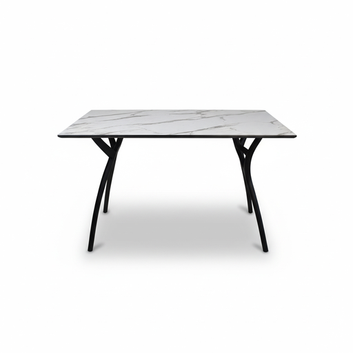 MESA COMEDOR IVY-L BASE NEGRA SOBRE BLANCO 77X120CM TILM-TA-IVY6-BLK-HPL1